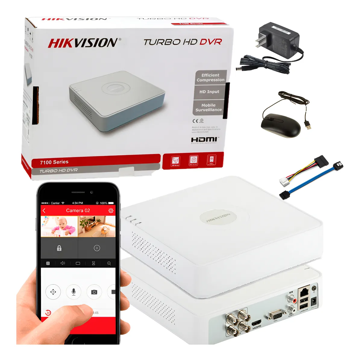 DVR Hikvision 4 Canales Turbo HD 1080p Lite Full HD